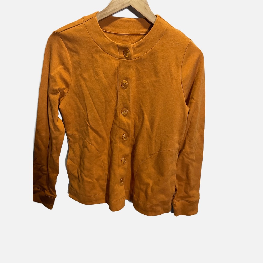 Isaac Mizrahi Live Essentials‎ Cardigan Burnt Orange Button Front Mock Neck XS